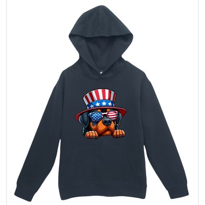 American Flag Rottweiler Dog Lover Funny 4th Of July Dog Gift Urban Pullover Hoodie