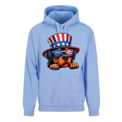 American Flag Rottweiler Dog Lover Funny 4th Of July Dog Gift Unisex Surf Hoodie