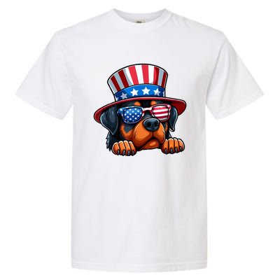 American Flag Rottweiler Dog Lover Funny 4th Of July Dog Gift Garment-Dyed Heavyweight T-Shirt