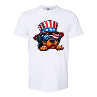 American Flag Rottweiler Dog Lover Funny 4th Of July Dog Gift Softstyle® CVC T-Shirt