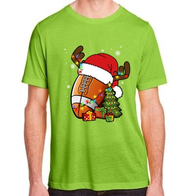 American Football Reindeer Santa Hat Lights Christmas Tree Gift Adult ChromaSoft Performance T-Shirt