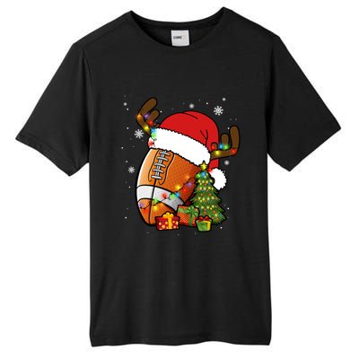 American Football Reindeer Santa Hat Lights Christmas Tree Gift Tall Fusion ChromaSoft Performance T-Shirt