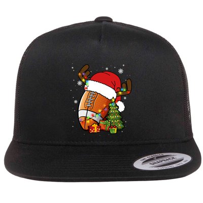 American Football Reindeer Santa Hat Lights Christmas Tree Gift Flatbill Hat