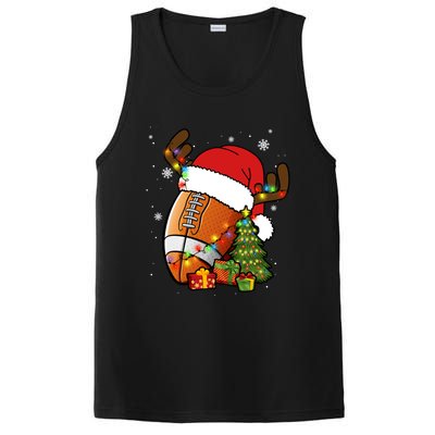 American Football Reindeer Santa Hat Lights Christmas Tree Gift PosiCharge Competitor Tank