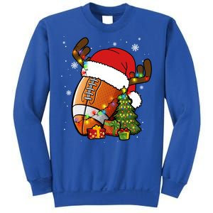 American Football Reindeer Santa Hat Lights Christmas Tree Gift Sweatshirt