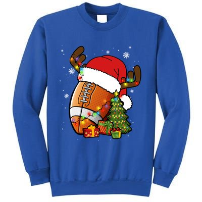 American Football Reindeer Santa Hat Lights Christmas Tree Gift Sweatshirt