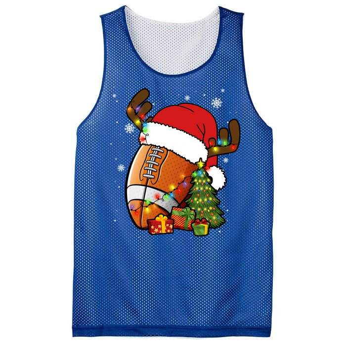 American Football Reindeer Santa Hat Lights Christmas Tree Gift Mesh Reversible Basketball Jersey Tank