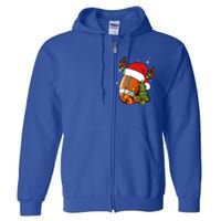 American Football Reindeer Santa Hat Lights Christmas Tree Gift Full Zip Hoodie