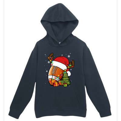 American Football Reindeer Santa Hat Lights Christmas Tree Gift Urban Pullover Hoodie