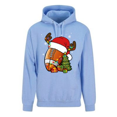 American Football Reindeer Santa Hat Lights Christmas Tree Gift Unisex Surf Hoodie