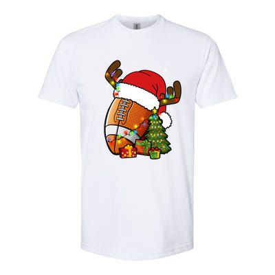 American Football Reindeer Santa Hat Lights Christmas Tree Gift Softstyle CVC T-Shirt