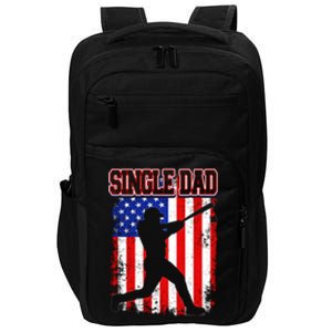 American Flag Retro Baseball Single Dad Funny Fathers Day Gift Impact Tech Backpack