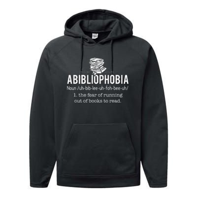 Abibliophobia Funny Reading Bookworm Reader Gift Performance Fleece Hoodie