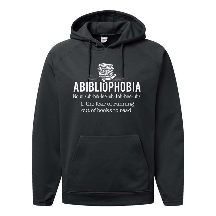 Abibliophobia Funny Reading Bookworm Reader Gift Performance Fleece Hoodie