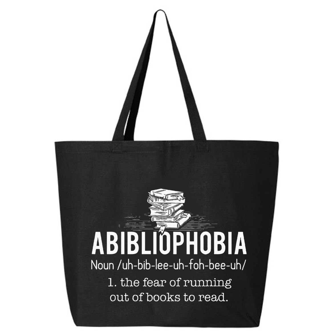 Abibliophobia Funny Reading Bookworm Reader Gift 25L Jumbo Tote