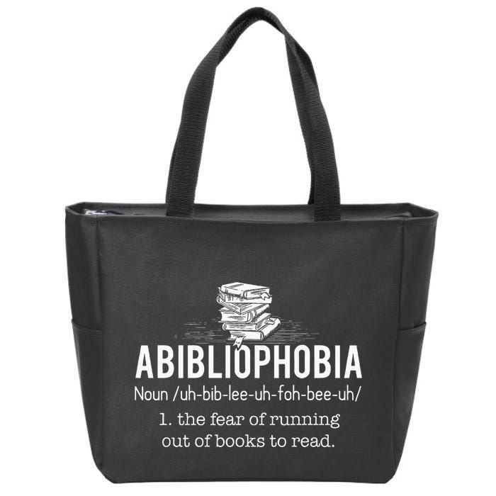Abibliophobia Funny Reading Bookworm Reader Gift Zip Tote Bag