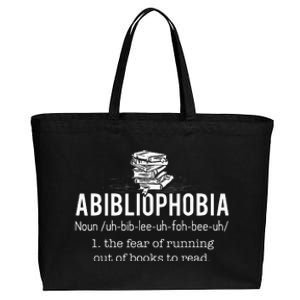 Abibliophobia Funny Reading Bookworm Reader Gift Cotton Canvas Jumbo Tote