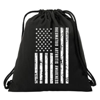 American Flag Rheumatoid Arthritis Awareness Month May Drawstring Bag