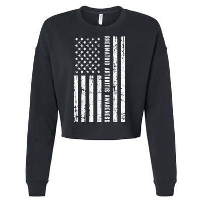 American Flag Rheumatoid Arthritis Awareness Month May Cropped Pullover Crew