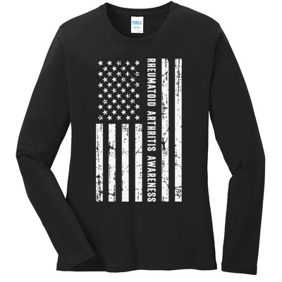 American Flag Rheumatoid Arthritis Awareness Month May Ladies Long Sleeve Shirt
