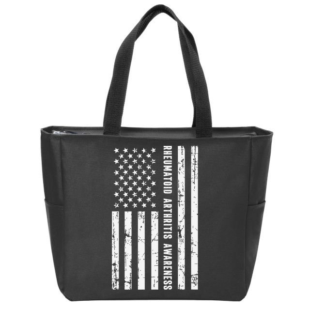 American Flag Rheumatoid Arthritis Awareness Month May Zip Tote Bag