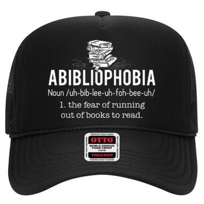 Abibliophobia Funny Reading Bookworm Reader High Crown Mesh Back Trucker Hat