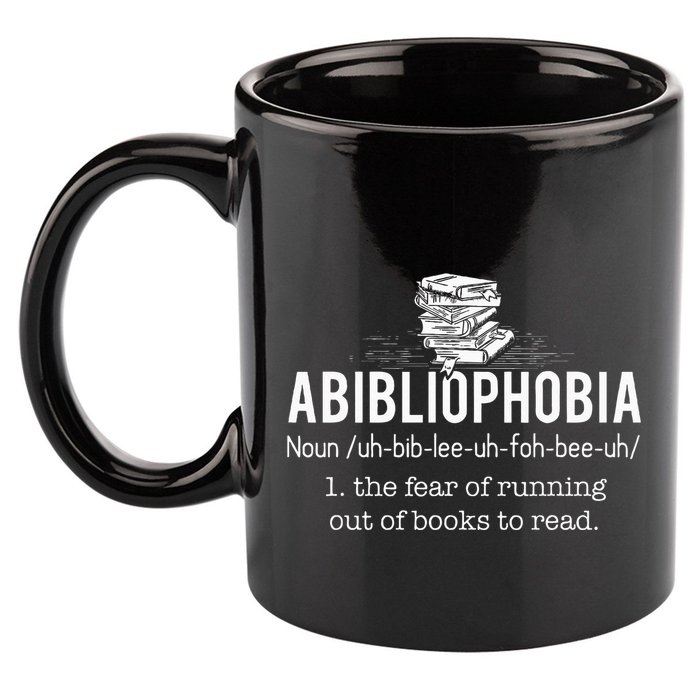 Abibliophobia Funny Reading Bookworm Reader 11oz C Handle Ceramic Mug