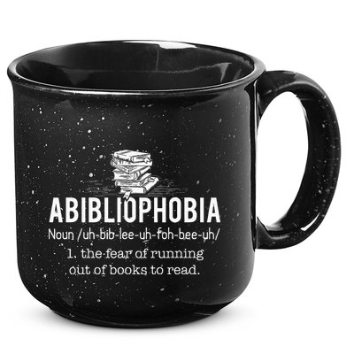 Abibliophobia Funny Reading Bookworm Reader 15oz Campfire Ceramic Mug