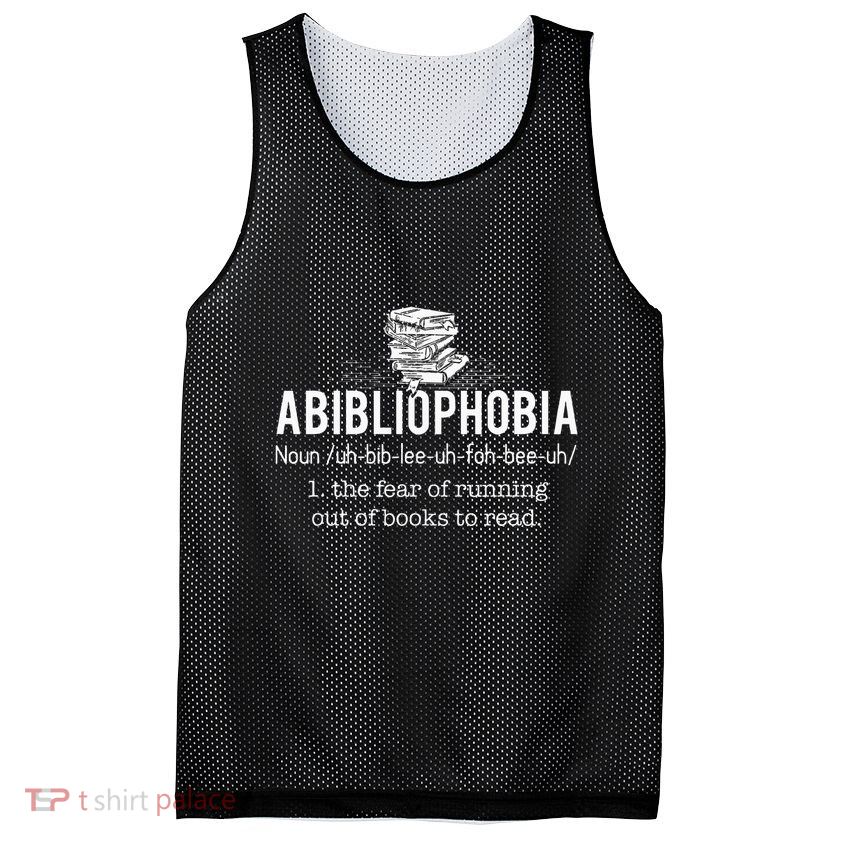 Abibliophobia Funny Reading Bookworm Reader Mesh Reversible Basketball Jersey Tank