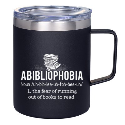 Abibliophobia Funny Reading Bookworm Reader 12oz Stainless Steel Coffee Mug