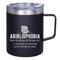 Abibliophobia Funny Reading Bookworm Reader 12oz Stainless Steel Coffee Mug
