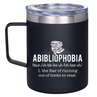 Abibliophobia Funny Reading Bookworm Reader 12oz Stainless Steel Coffee Mug
