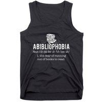 Abibliophobia Funny Reading Bookworm Reader Tank Top