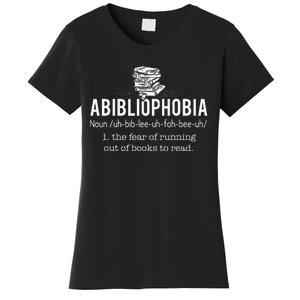 Abibliophobia Funny Reading Bookworm Reader Women's T-Shirt