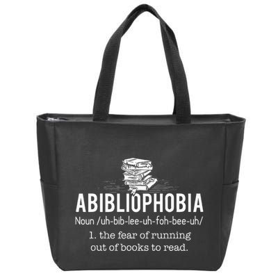 Abibliophobia Funny Reading Bookworm Reader Zip Tote Bag