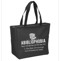 Abibliophobia Funny Reading Bookworm Reader Zip Tote Bag