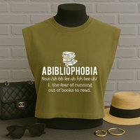 Abibliophobia Funny Reading Bookworm Reader Garment-Dyed Women's Muscle Tee