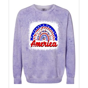 American Flag Rainbow 4th Of July Daughter Mom Sister Gift Colorblast Crewneck Sweatshirt