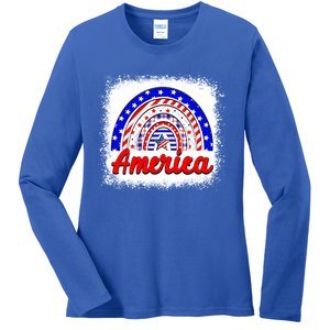 American Flag Rainbow 4th Of July Daughter Mom Sister Gift Ladies Long Sleeve Shirt