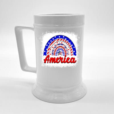 American Flag Rainbow 4th Of July Daughter Mom Sister Gift Beer Stein