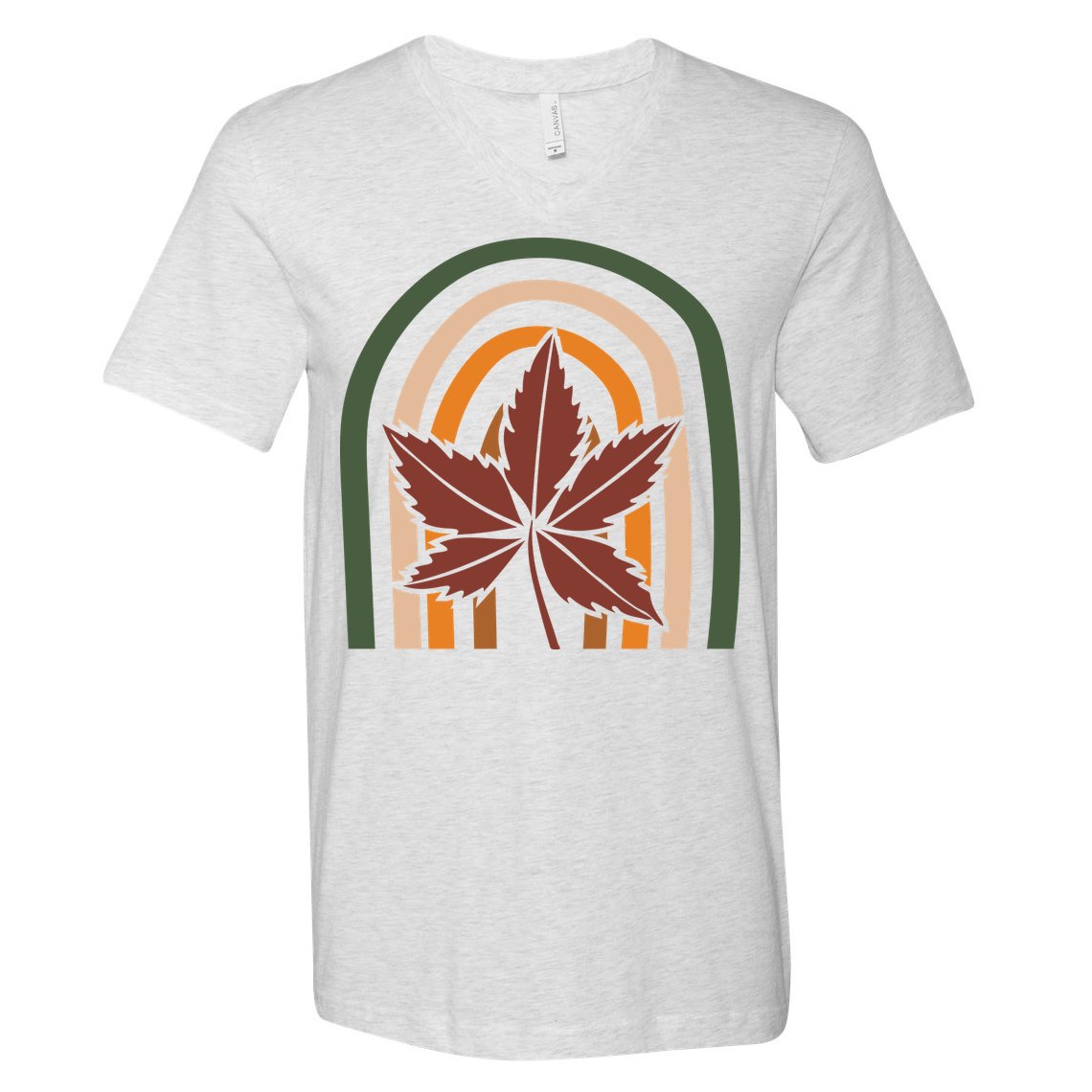 Autumn Fall Retro Rainbow V-Neck T-Shirt