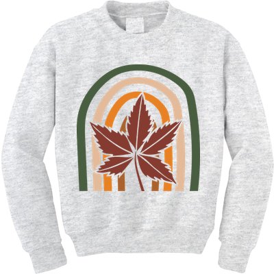Autumn Fall Retro Rainbow Kids Sweatshirt