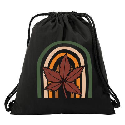 Autumn Fall Retro Rainbow Drawstring Bag