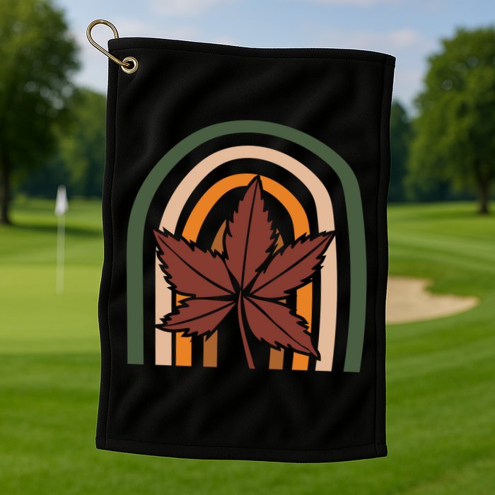 Autumn Fall Retro Rainbow Golf Towel
