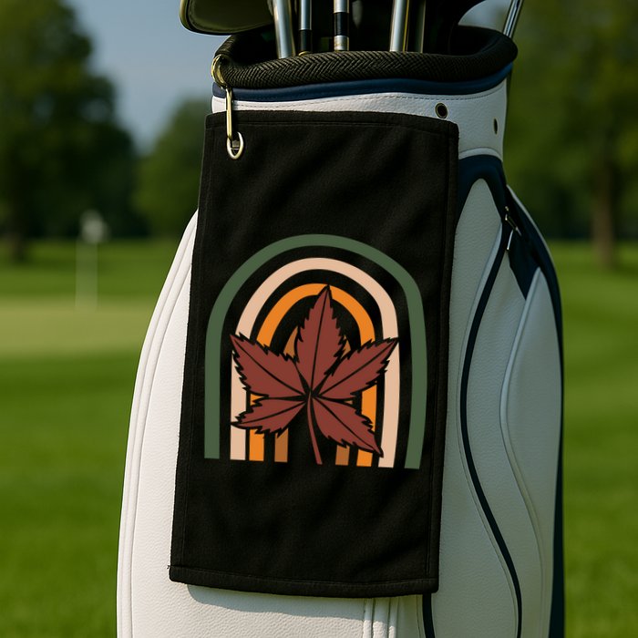 Autumn Fall Retro Rainbow Golf Towel