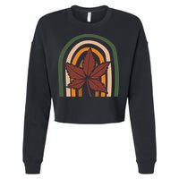 Autumn Fall Retro Rainbow Cropped Pullover Crew
