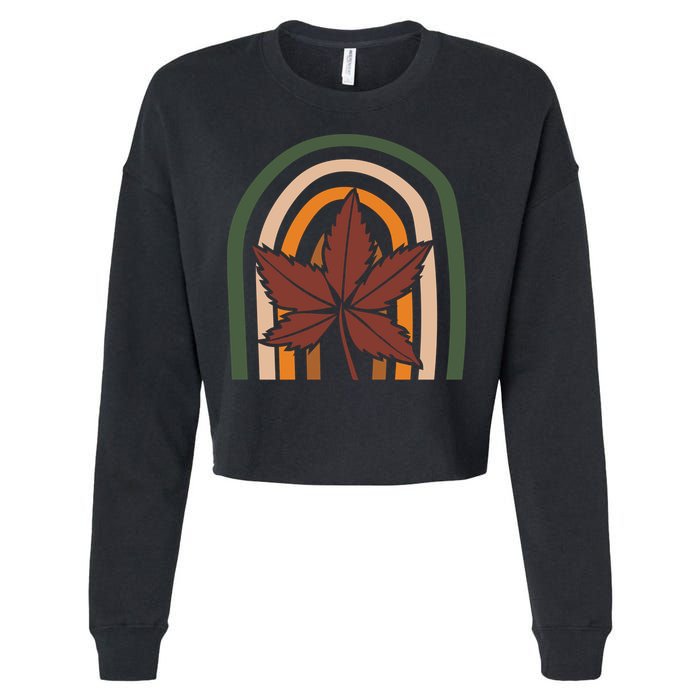 Autumn Fall Retro Rainbow Cropped Pullover Crew