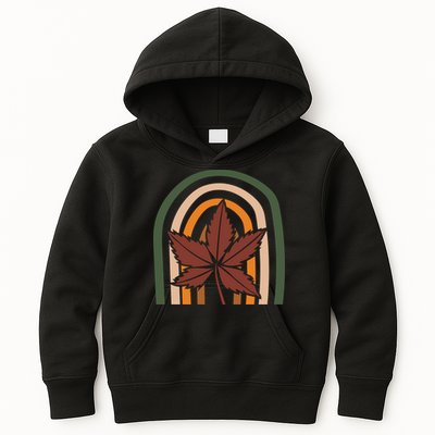 Autumn Fall Retro Rainbow Kids Hoodie