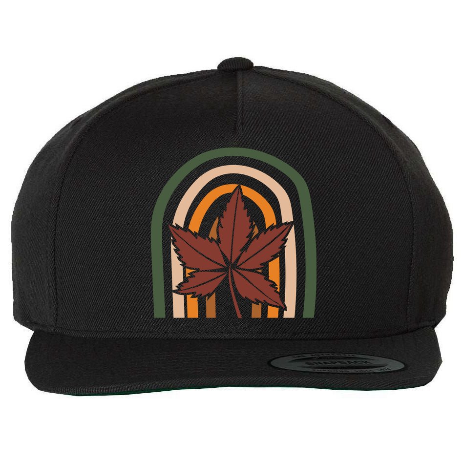 Autumn Fall Retro Rainbow Wool Snapback Cap