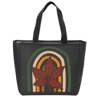 Autumn Fall Retro Rainbow Zip Tote Bag